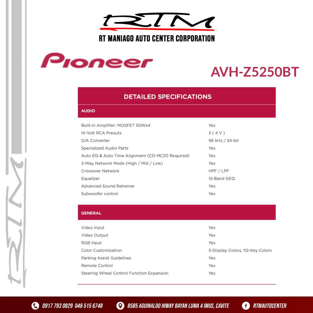 Autorradio Pioneer Audiovisual AVH-Z5250BT (50324)